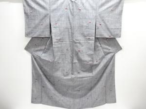 幾何学模様織出し手織り紬着物